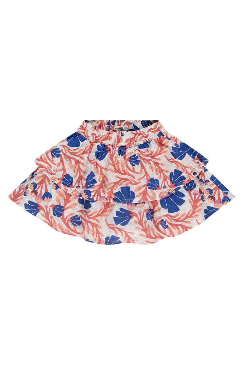 Allover Floral Tiered Skirt, Main, color, Off White Multi