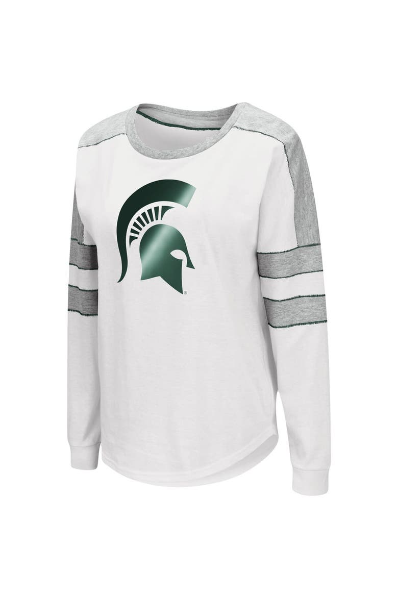 Women's Colosseum White Michigan State Spartans Trey Dolman Long Sleeve T-Shirt, Alternate, color, White