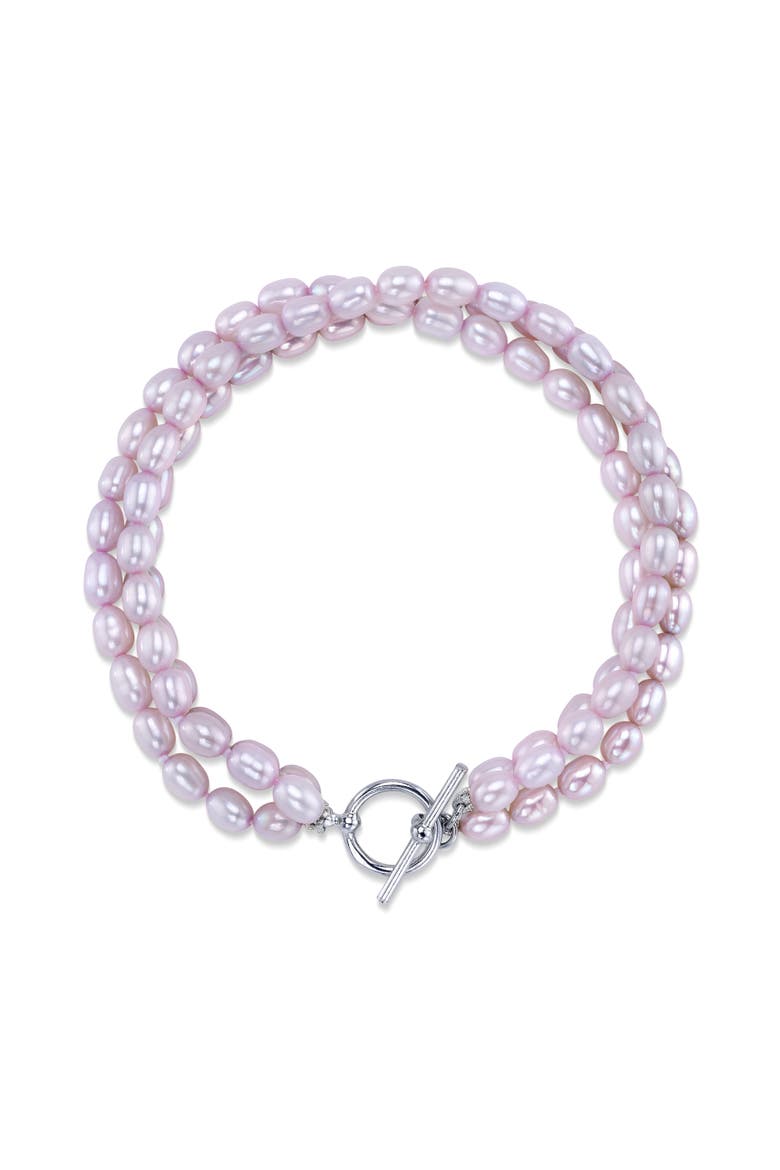 4-5mm Oval Pink Freshwater Pearl Triple Pearl Bracelet, Main, color, Pink Pearls