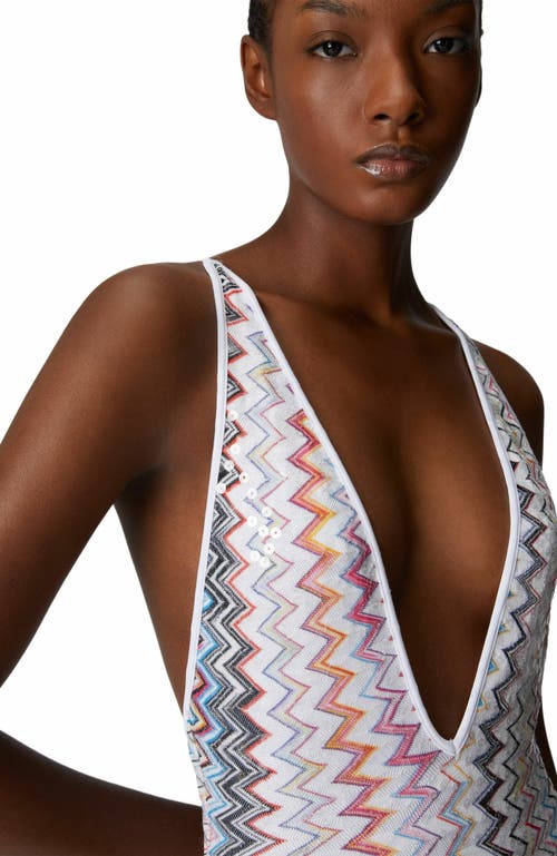 Shop Missoni One-piece Swimsuit With V-neck And Sequins