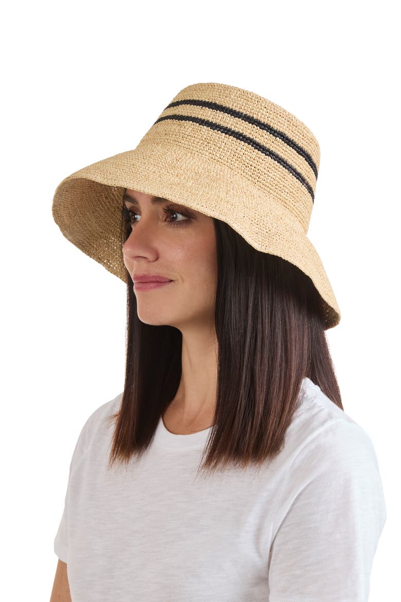 Stripe Straw Bucket Hat, Alternate, color, NATURAL