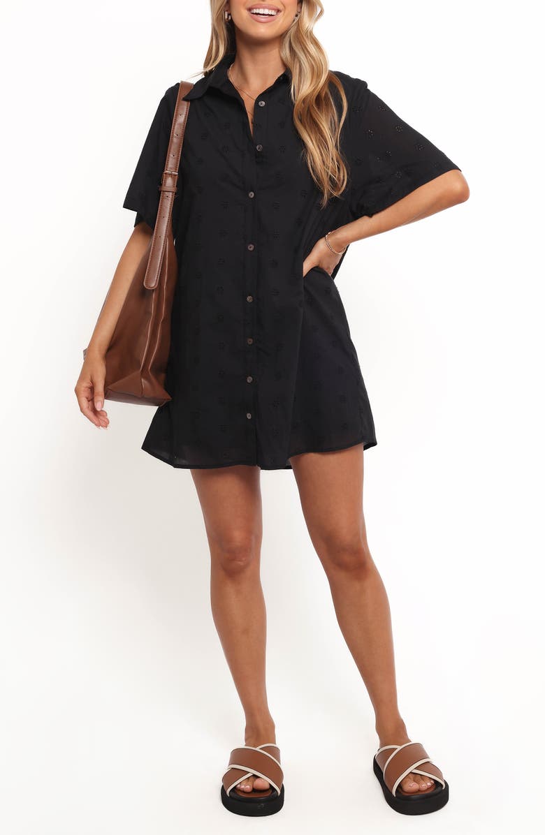 Petal & Pup Grady Eyelet Embroidery Shirtdress, Alternate, color, Black