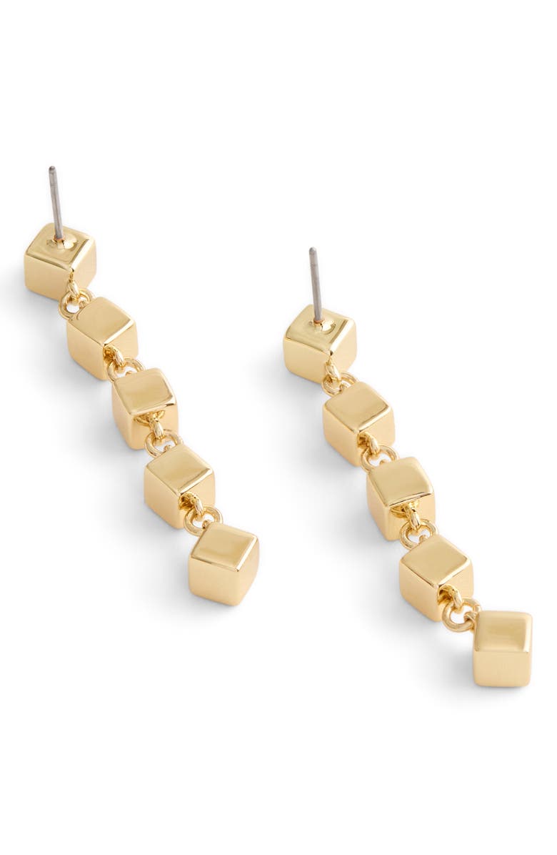 COACH Logo Cube Linear Drop Earrings, Alternate, color, Multi/ Gold