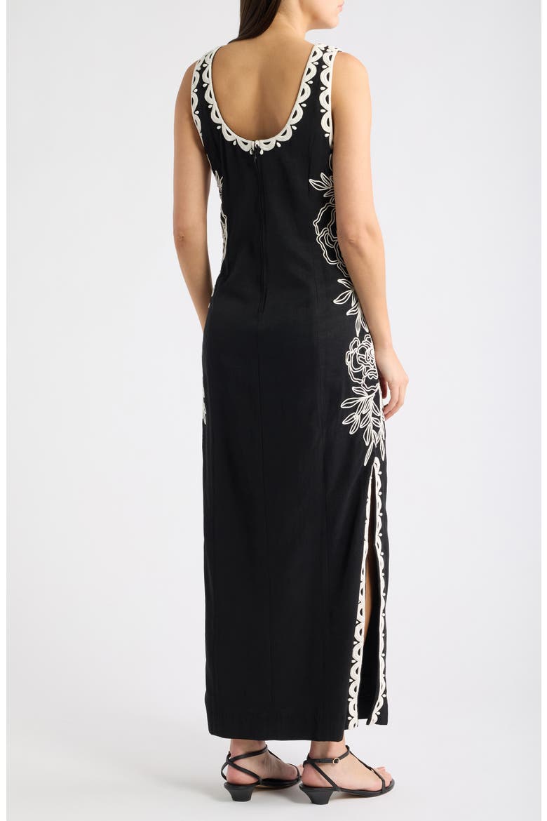 Messina Embellished Cotton Blend Sheath Dress, Alternate, color, NOIR