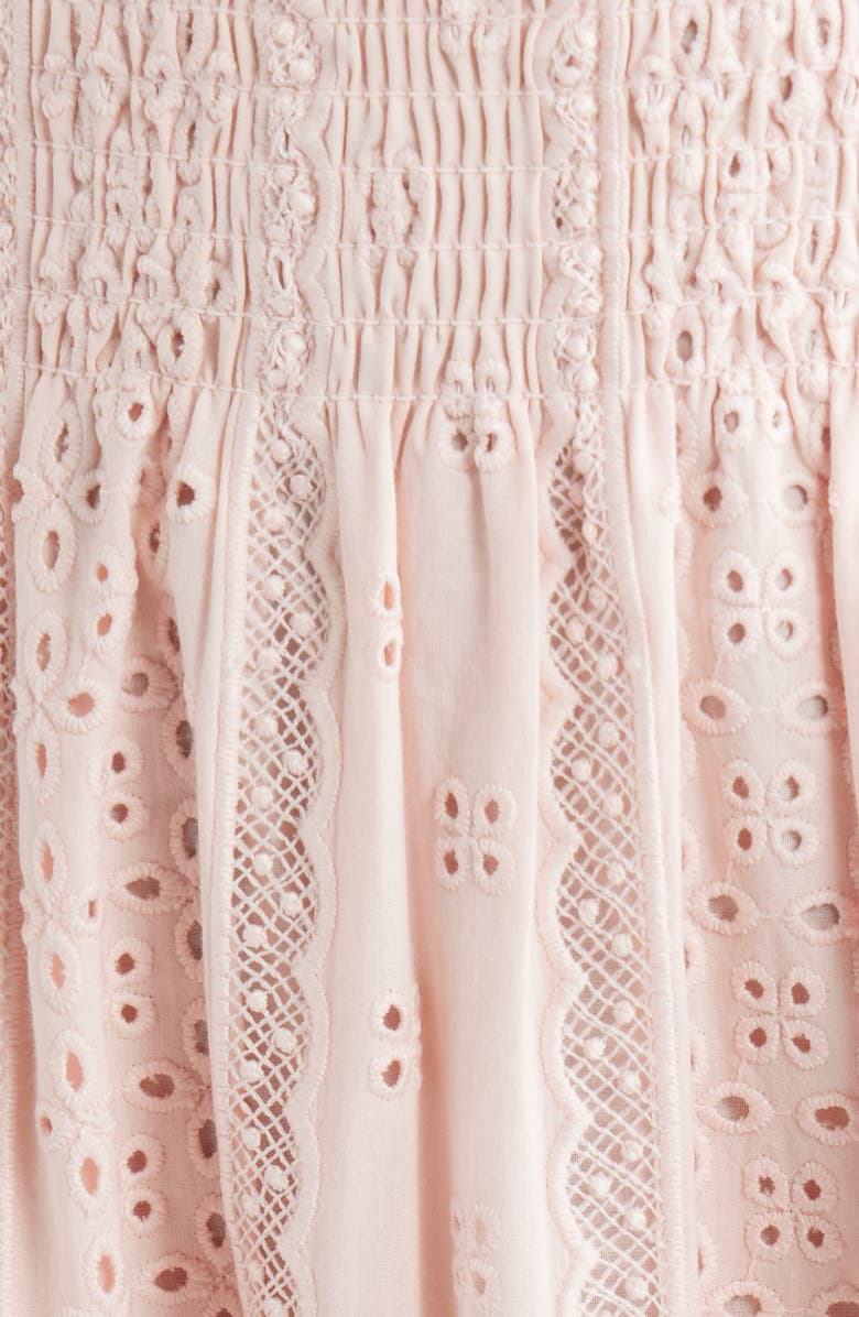 Hill House Home The Ellie Eyelet Flutter Sleeve Cotton Nap Midi Dress, Alternate, color, Powder Pink