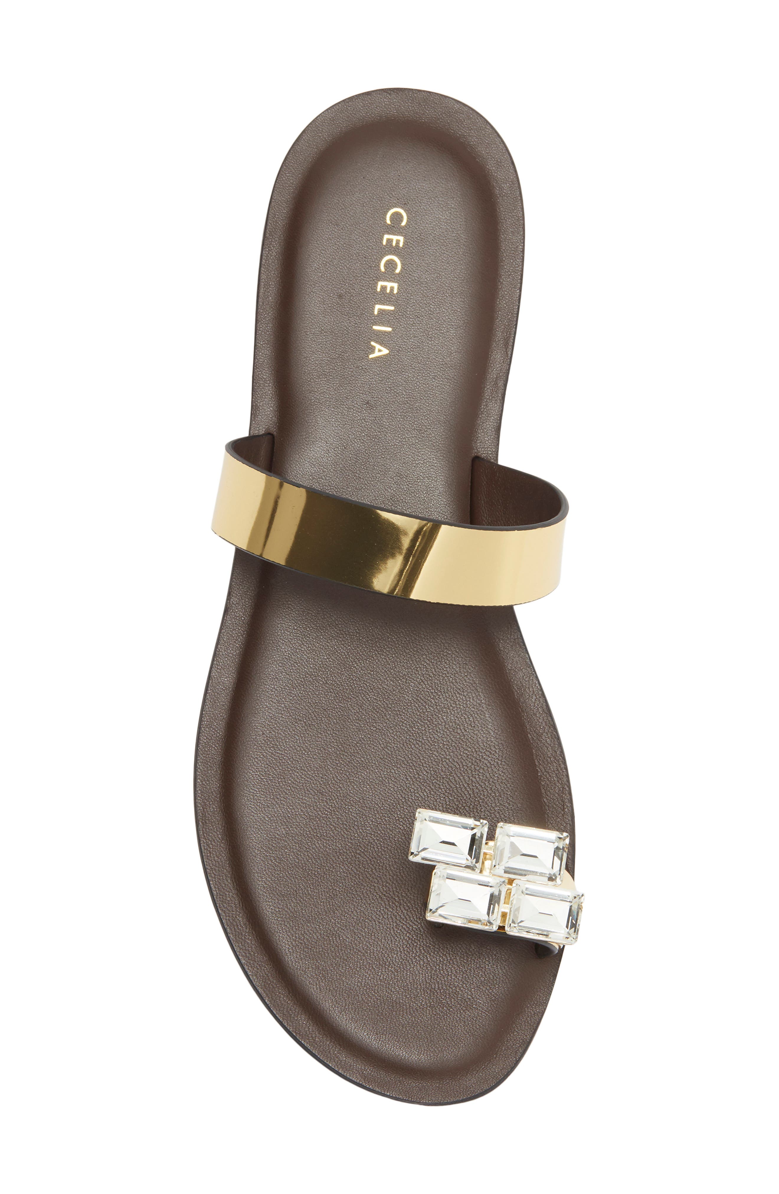 Cecelia New York Demi Toe Loop Sandal, Alternate, color, Dark Brown/ Gold