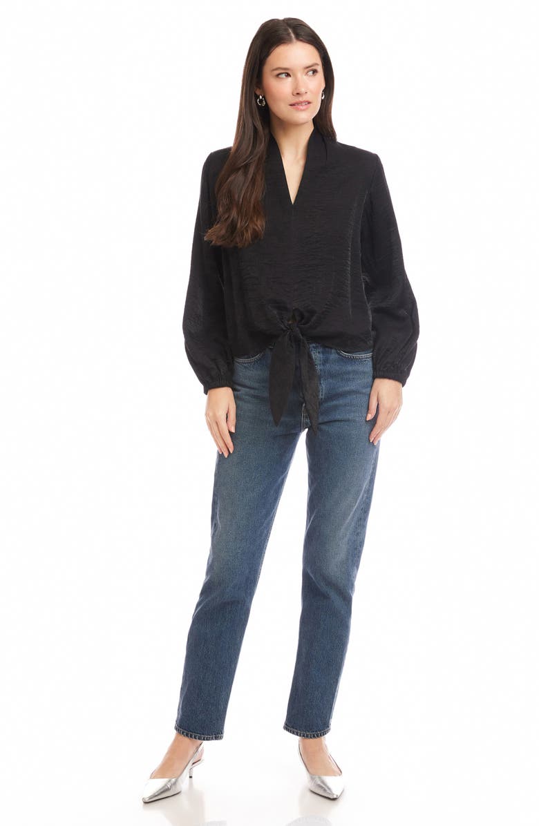 FIFTEEN TWENTY Scarlet Tie Front Top, Alternate, color, Black