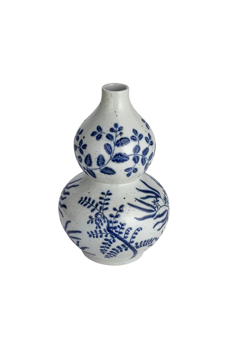 Storied Home Large Hand-Painted Stoneware Vase, Blue and White, Main, color, Blue