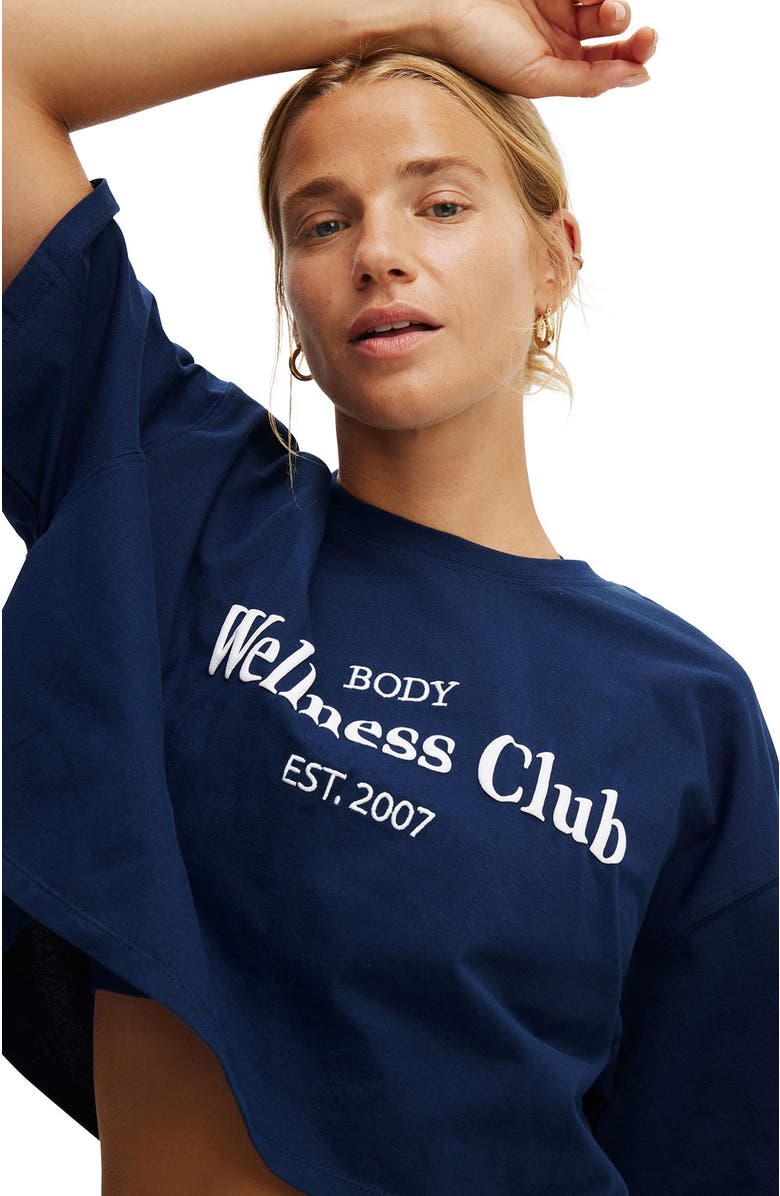 COTTON ON BODY Women's Active Cropped Graphic Tee, Alternate, color, Heritage Blue Body Wellness