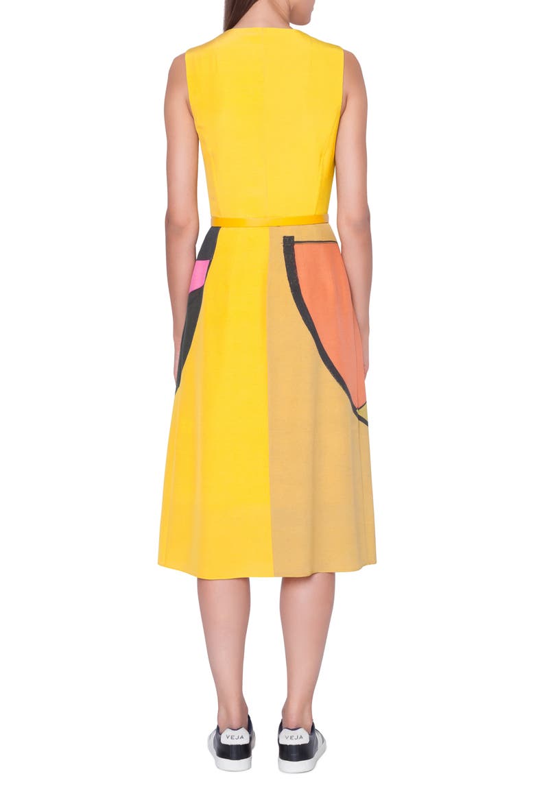 Sunrise Print Belted Silk Dress, Alternate, color, 029 MULTICOLOR