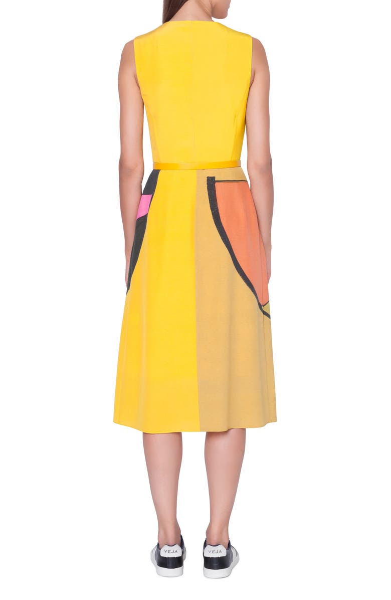 Akris Sunrise Print Belted Silk Dress, Alternate, color, 