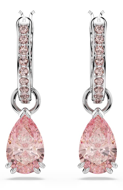 Swarovski Attract Drop Hoop Earrings In Pink