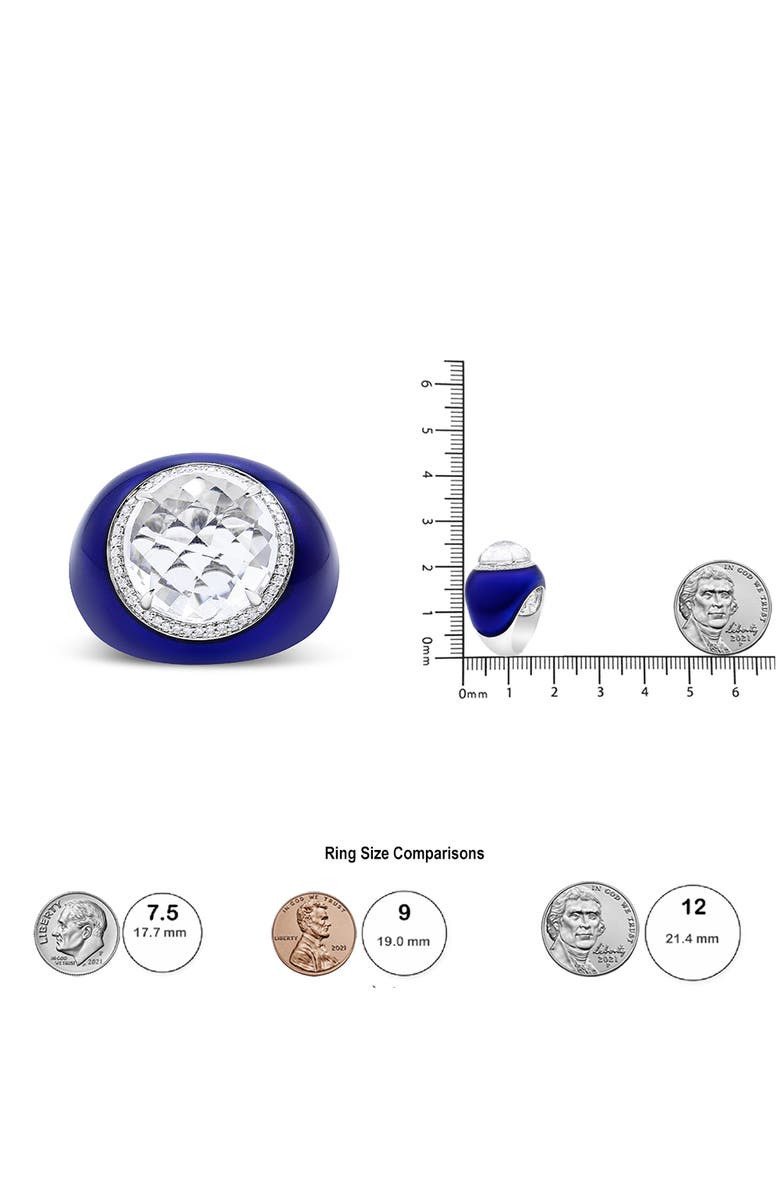 Haus of Brilliance 18K Gold Quartz & 1/5 Ct Diamond Halo with Enamel Ring, Alternate, color, White