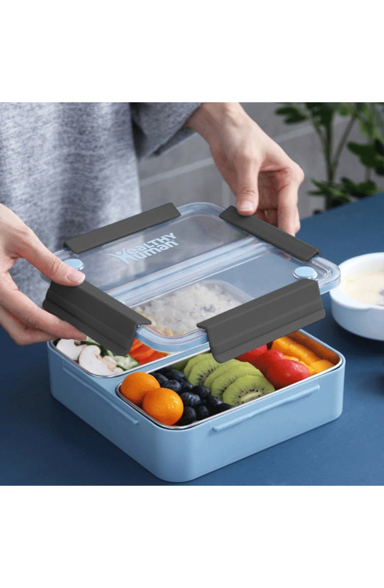 Healthy Human Bento Lunch Box with Stainless Steel Trays, Alternate, color, White