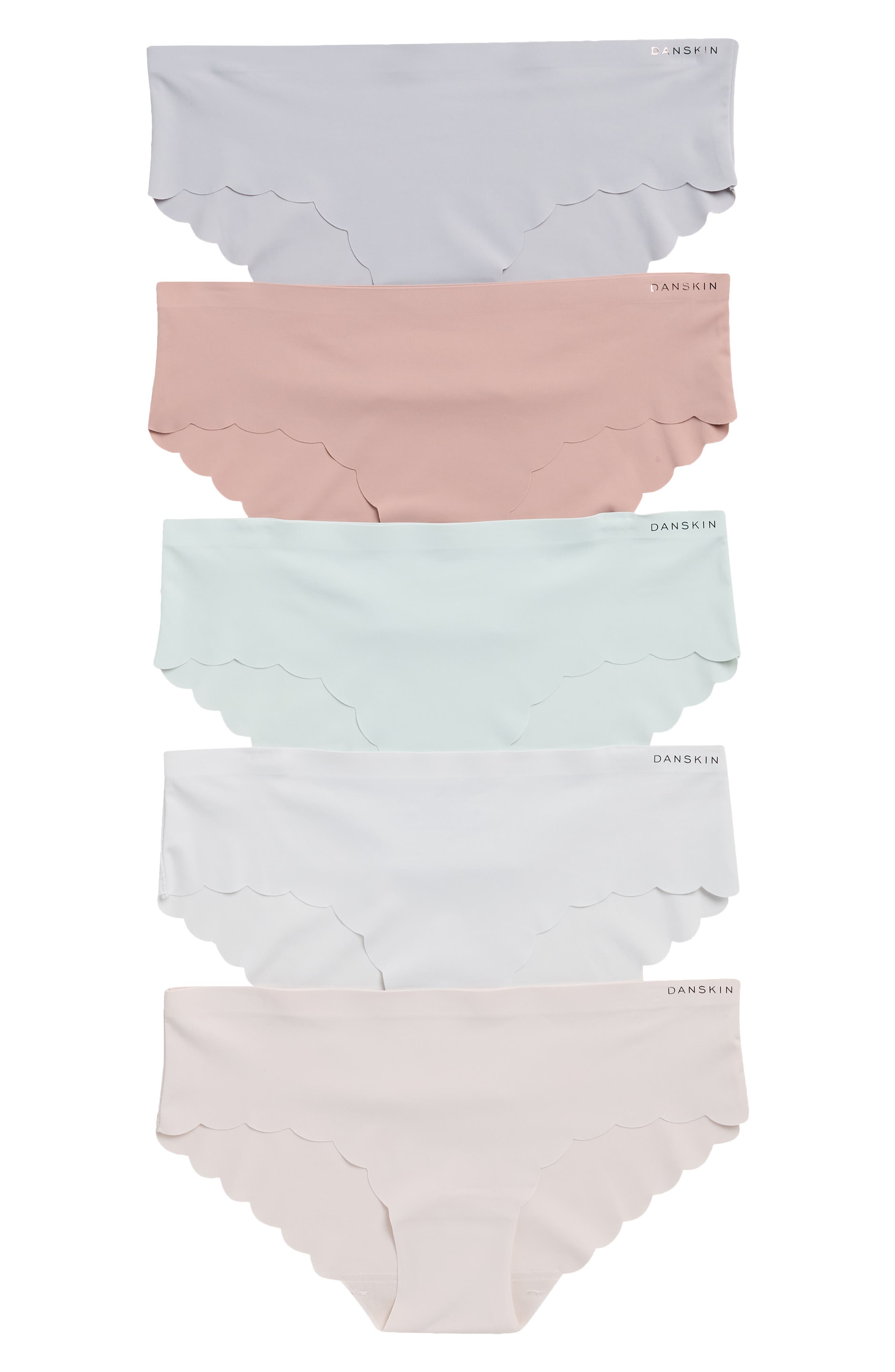 Danskin 5-Pack Laser Cut Scallop Edge Hipster Briefs