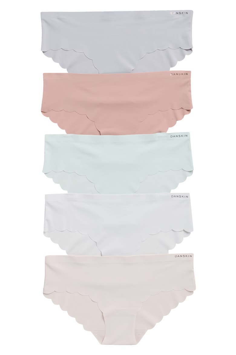 5-Pack Laser Cut Scallop Edge Hipster Briefs, Main, color, SOFT TAUPE/ COQUETTE/ POWDERED