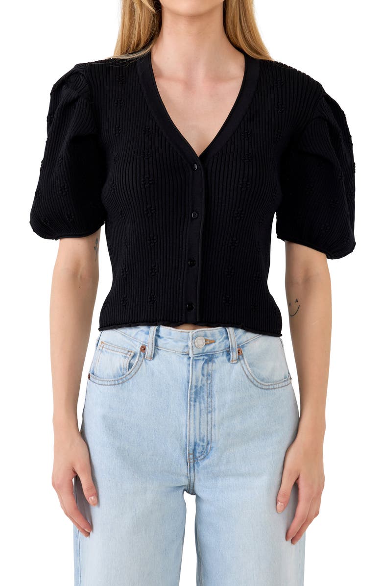 Endless Rose Puff Sleeve Cardigan, Main, color, 