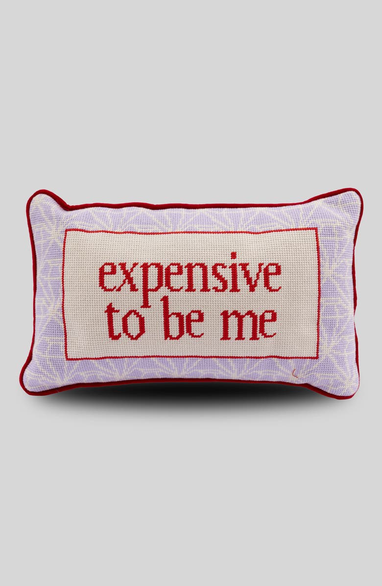 Furbish Expensive To Be Me Needlepoint Pillow, Main, color, 