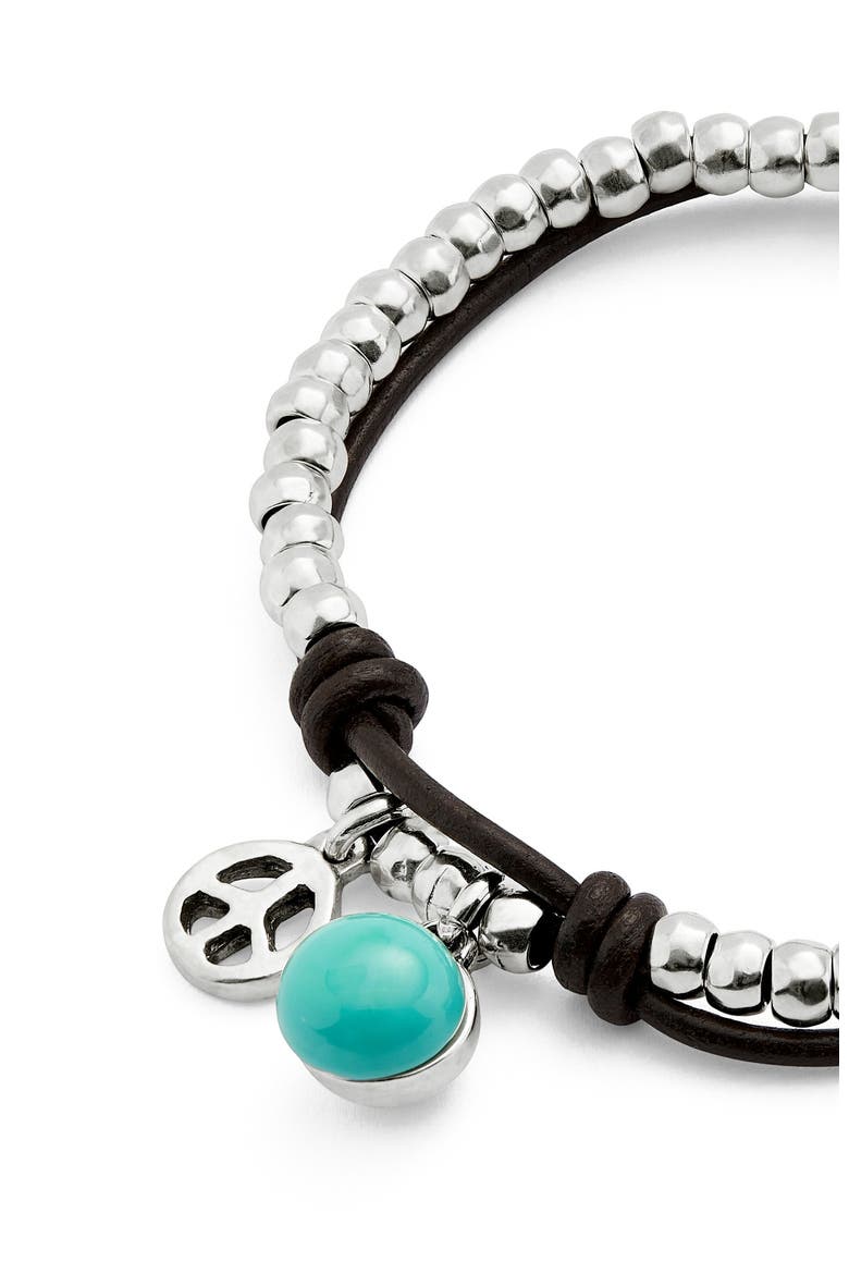 Turquoise Murano Bead Strap, Alternate, color, Silver