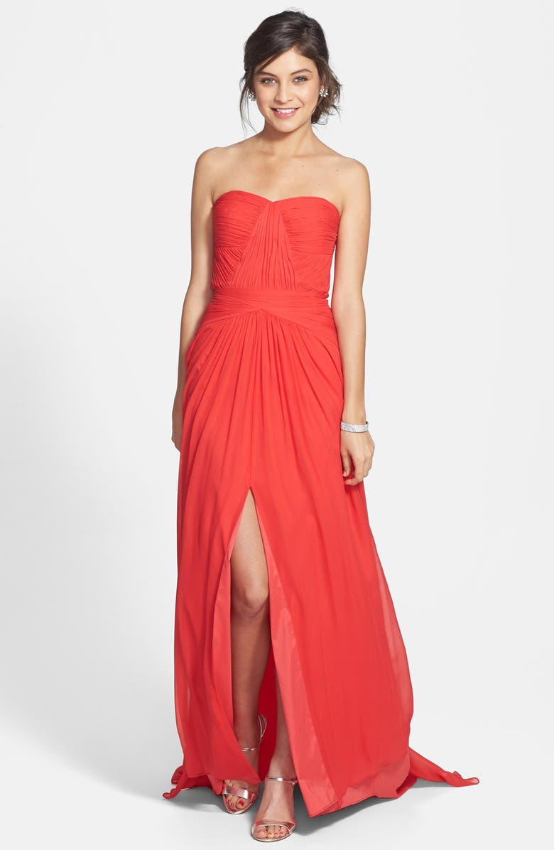 Aidan by Aidan Mattox Strapless Chiffon Gown, Main, color, 
