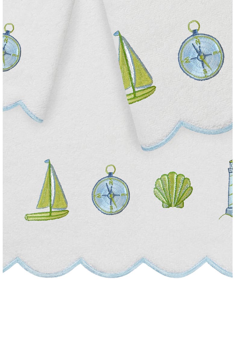 Sea Joy Scallop 3-Piece Embellished Towel Set, Alternate, color, WHITE/ BLUE