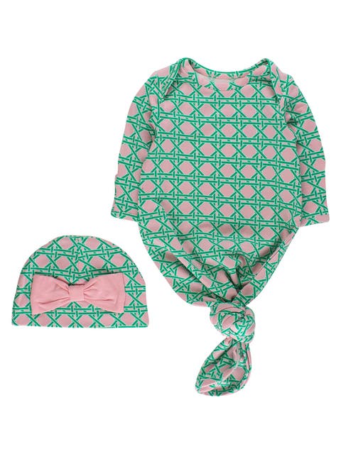 Modal Blend Ruffle Knotted Sleep Gown & Hat Set