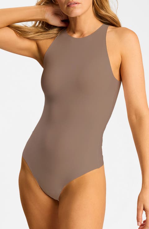 Butter Crewneck Tank Thong Bodysuit