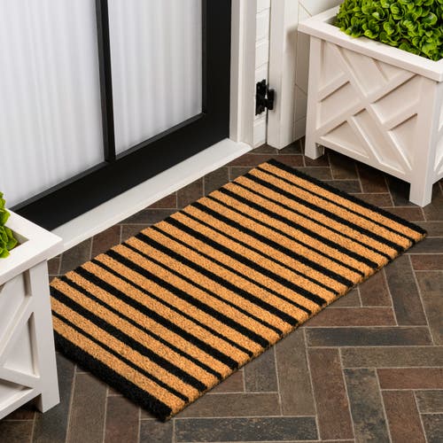 Jonathan Y Peater Classic Casual Commerical Natural Coir Indoor/outdoor Mat In Black