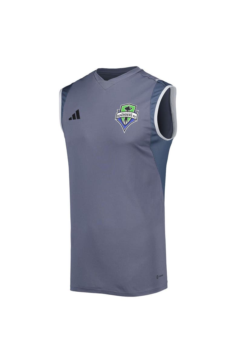 adidas Men's adidas Gray Seattle Sounders FC 2023 On-Field Sleeveless Training Jersey, Alternate, color, 