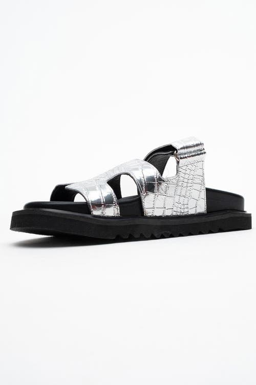 Forever & Always Shoes Loana Leather Slide Sandal In Silver