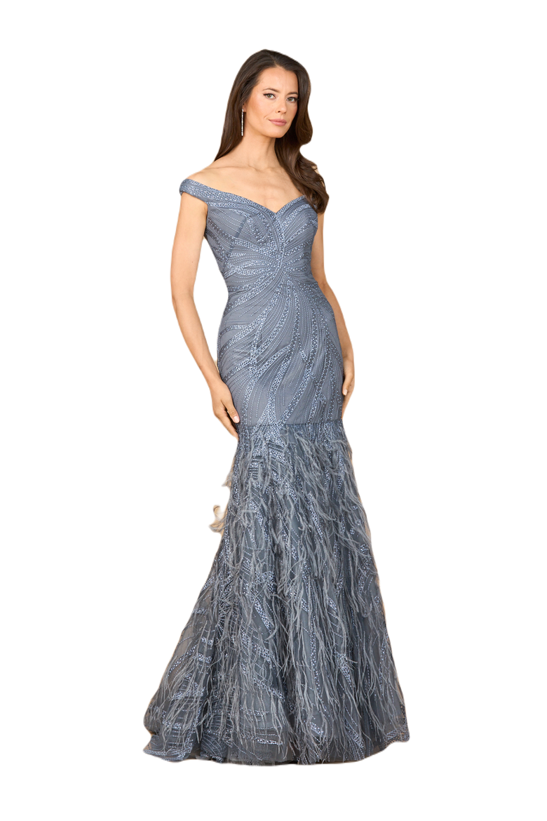 Beaded Faux-Wrap V-Neck Bridal Gown, Main, color, Mink