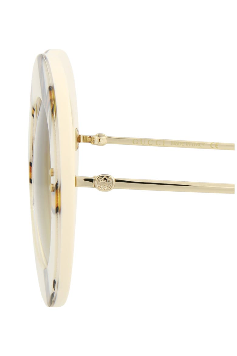GG0894S 61mm Round Sunglasses, Alternate, color, IVORY GOLD BROWN