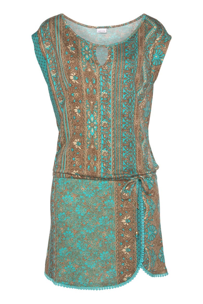 Crochet Hem Dress, Alternate, color, Turquoise Multi