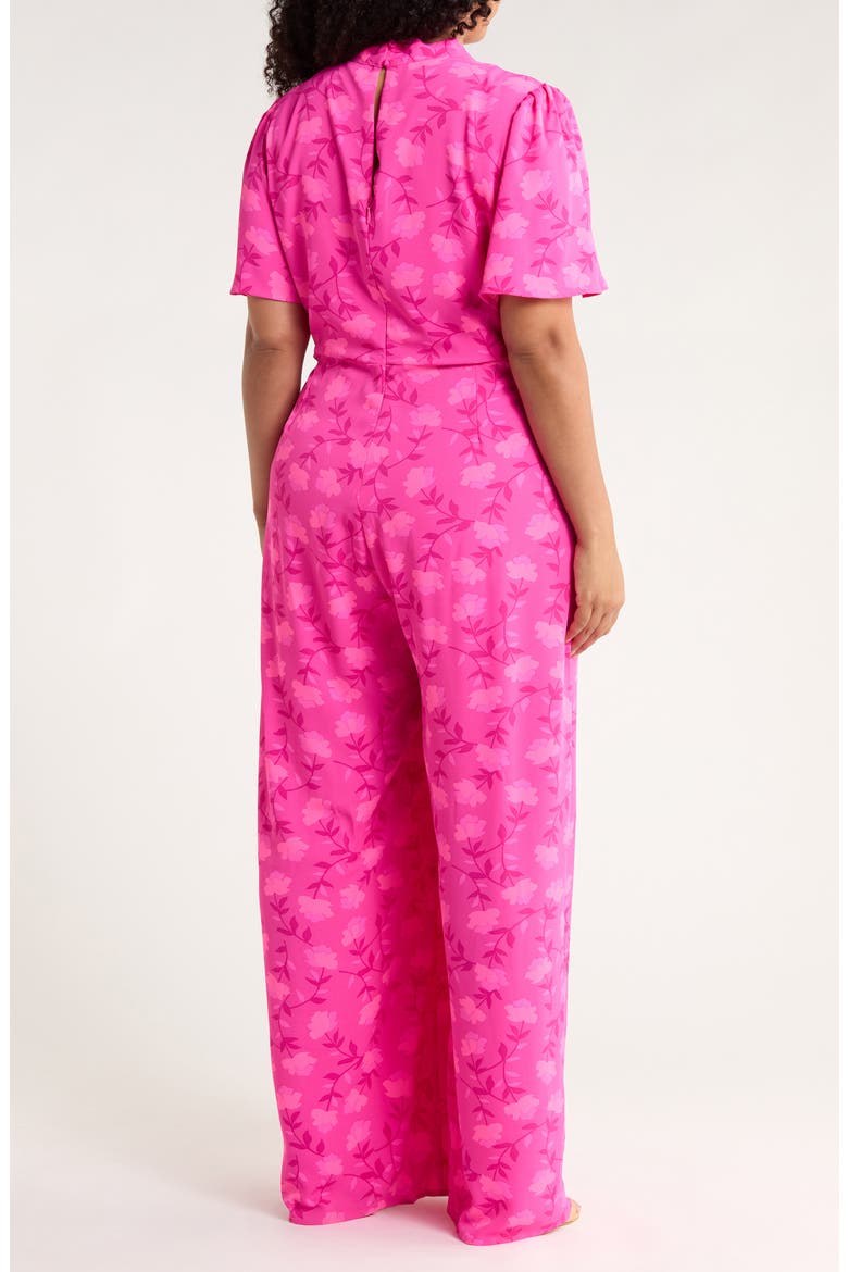 Clever Floral Mock Neck Wide Leg Jumpsuit, Alternate, color, FUCHSIA-MULTI