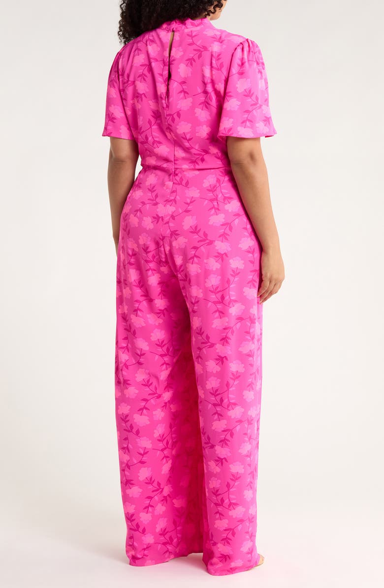 SUGARLIPS Clever Floral Mock Neck Wide Leg Jumpsuit, Alternate, color, Fuchsia-Multi