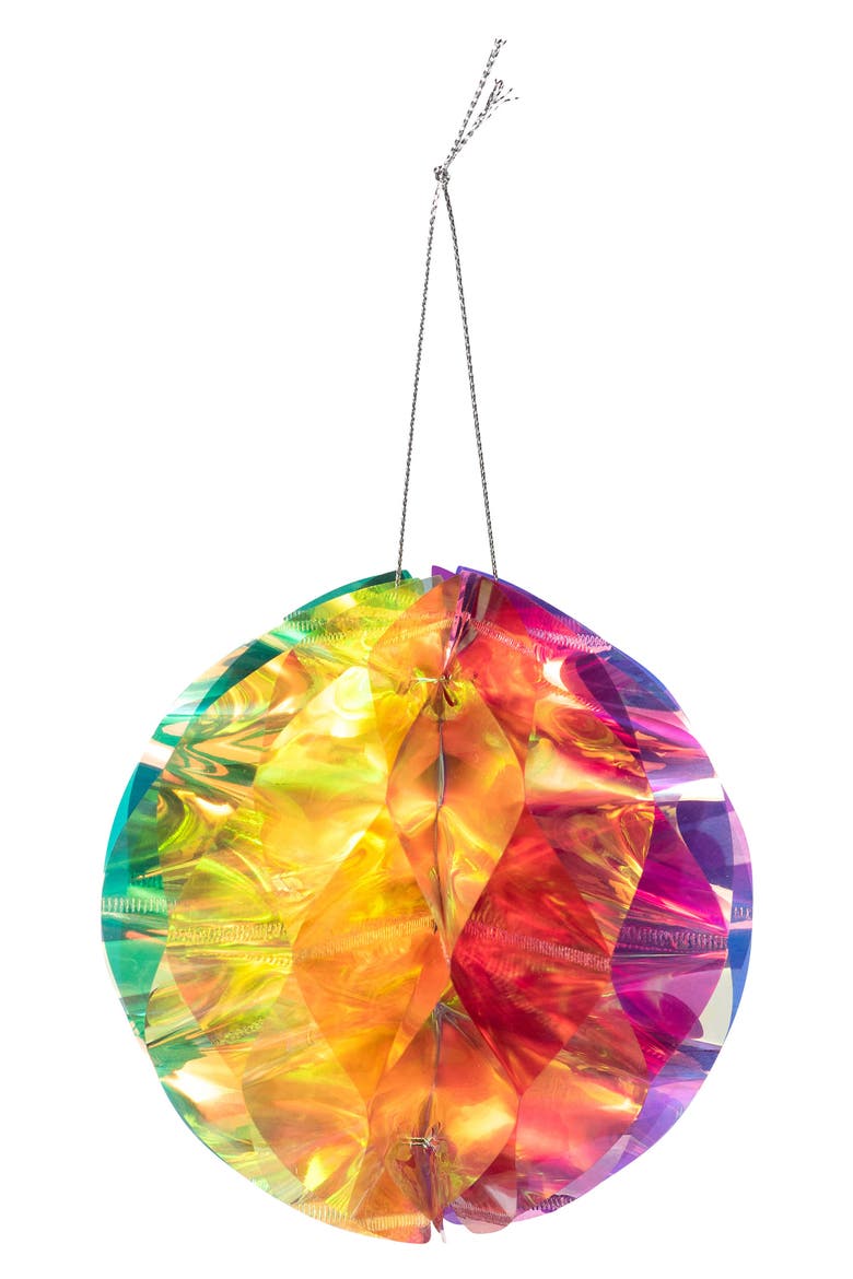 Set of 6 Honeycomb Iridescent Rainbow Ornaments, Main, color, MULTI