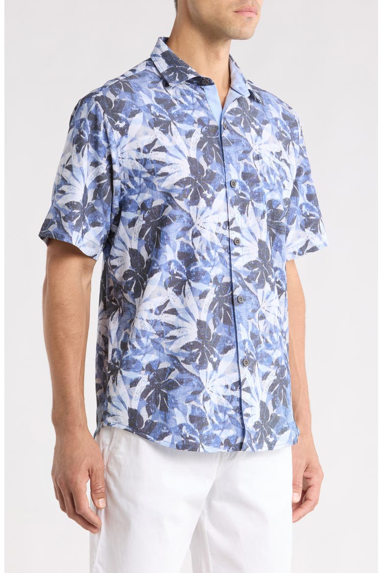 Coastal Ease Frond Drift IslandZone® Short Sleeve Button-Up Shirt, Alternate, color, REGAL BLUE