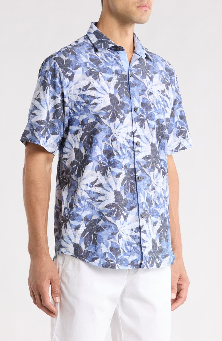 Tommy Bahama Coastal Ease Frond Drift IslandZone<sup>®</sup> Short Sleeve Button-Up Shirt, Alternate, color, Regal Blue