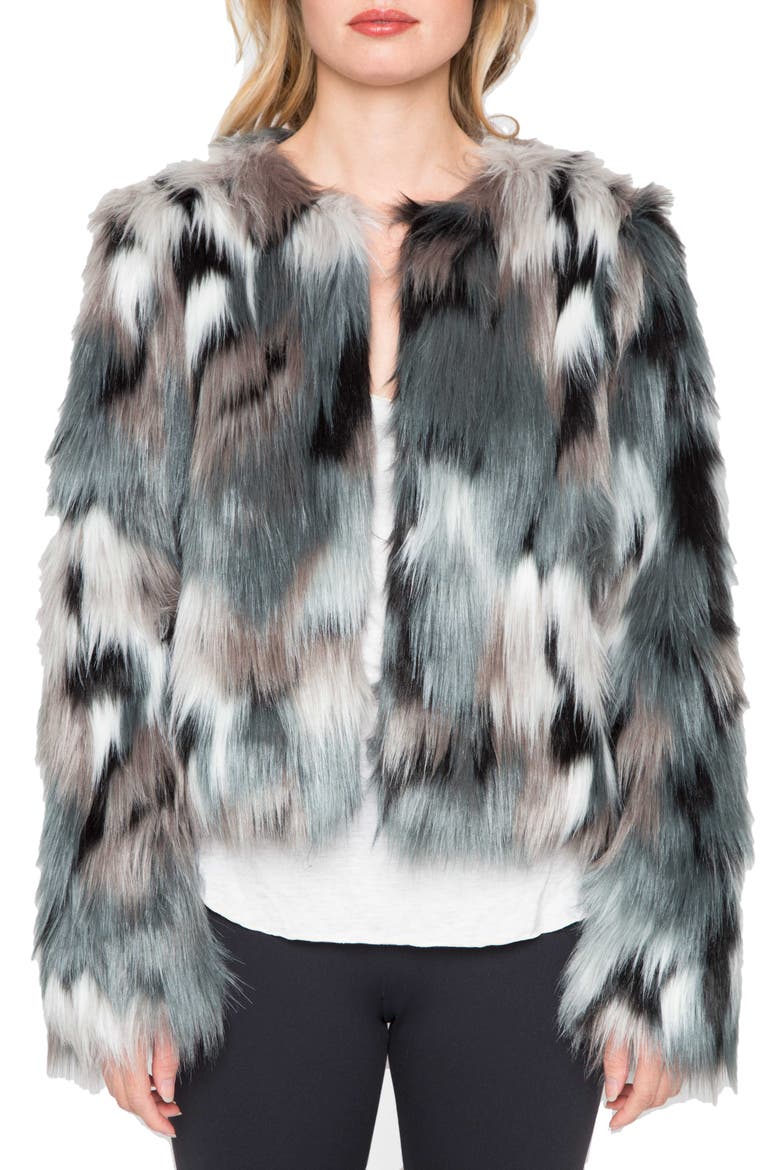 Faux Fur Jacket, Main, color, TEAL
