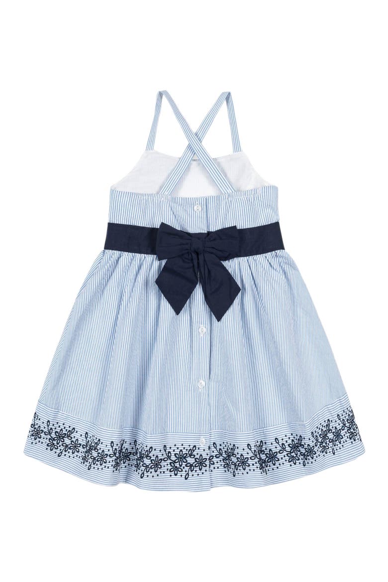 Girls' Organic Embroidered Special Sundress, Kids, Alternate, color, Blue Seersucker