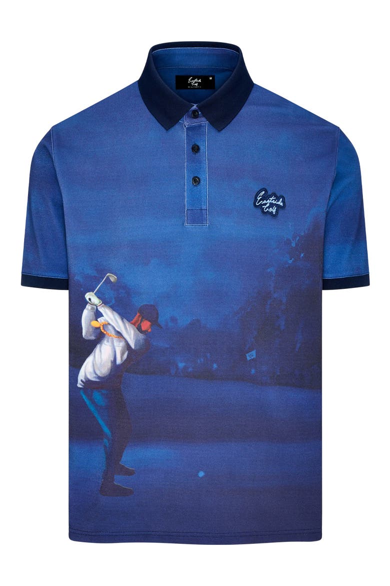 Piqué Graphic Polo, Main, color, BLUE VOID
