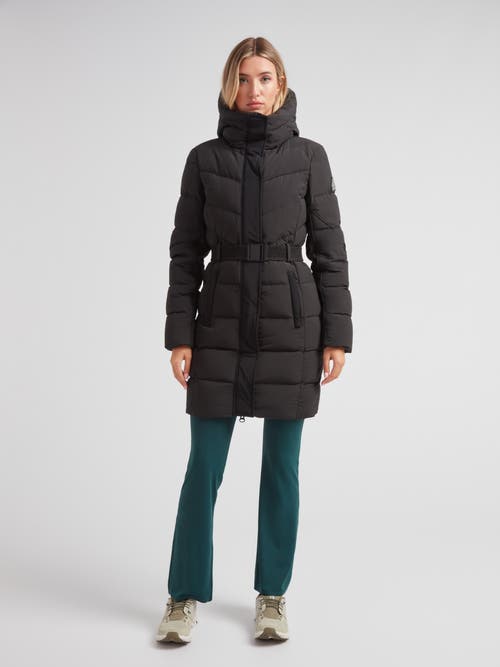 Jack1t Diamond Belted Hooded Down Coat In Black