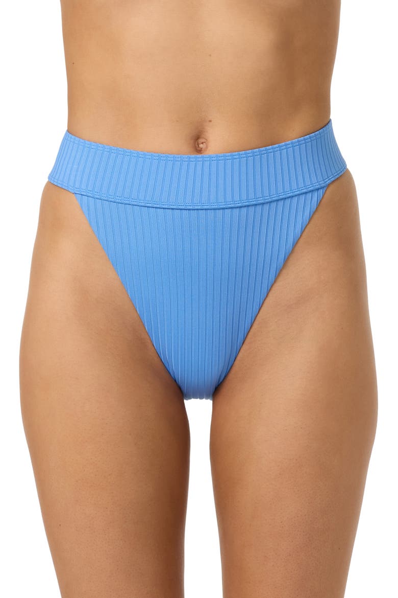 Shorebreak Rib Santa Barbara High Waist Bikini Bottoms, Main, color, AZURINE