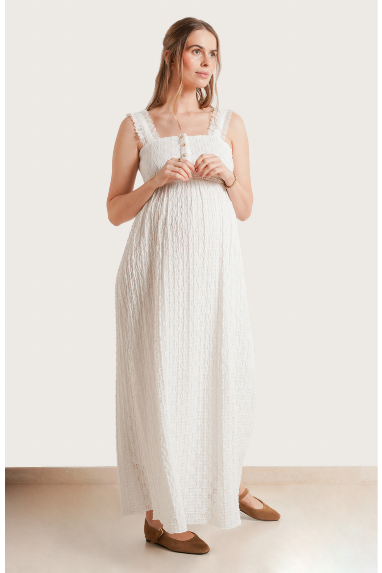 Emma Maternity & Nursing Maxi Dress, Main, color, White Lace