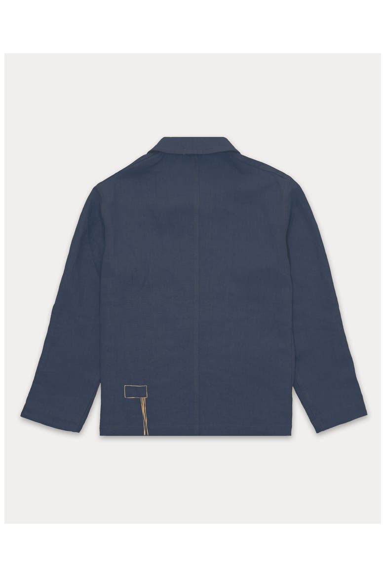 Garçon Double-Breasted Linen Jacket, Alternate, color, Blue