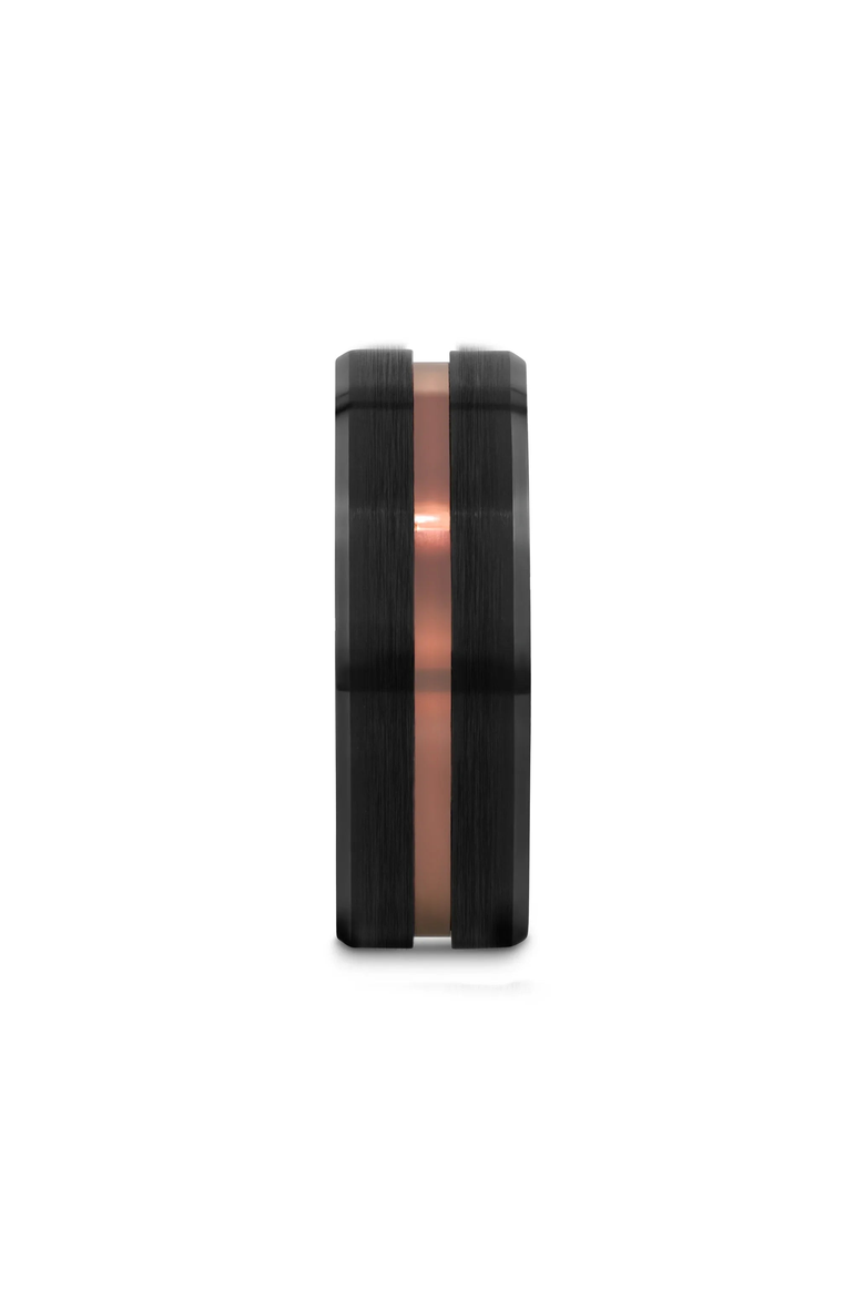 Nevan Flat Brushed Tungsten Wedding Band, Alternate, color, Black / Espresso