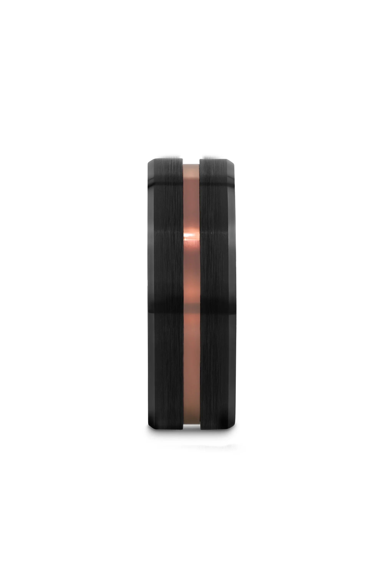 Larson Jewelers Nevan Flat Brushed Tungsten Wedding Band, Alternate, color, Black / Espresso