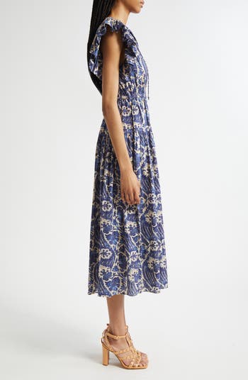 Kairi Flutter Sleeve Midi Dress