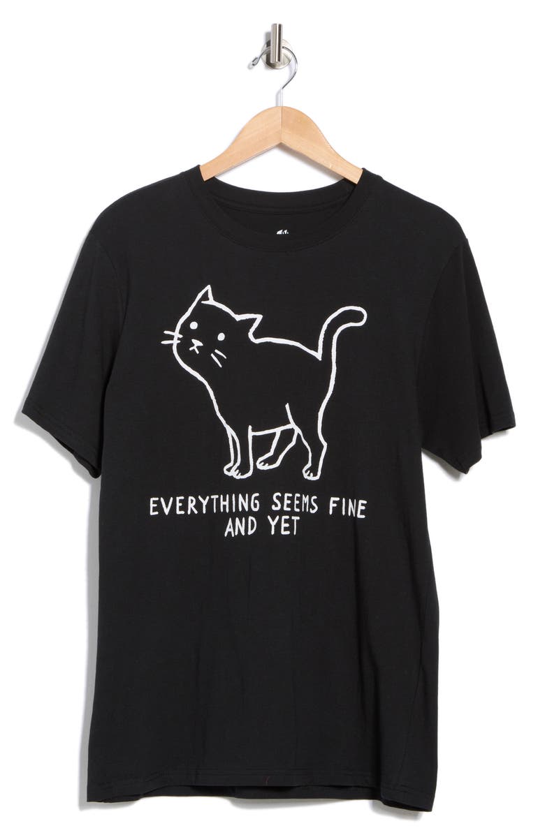 Goodie Two Sleeves Everything's Fine Cotton Graphic T-Shirt, Alternate, color, Black