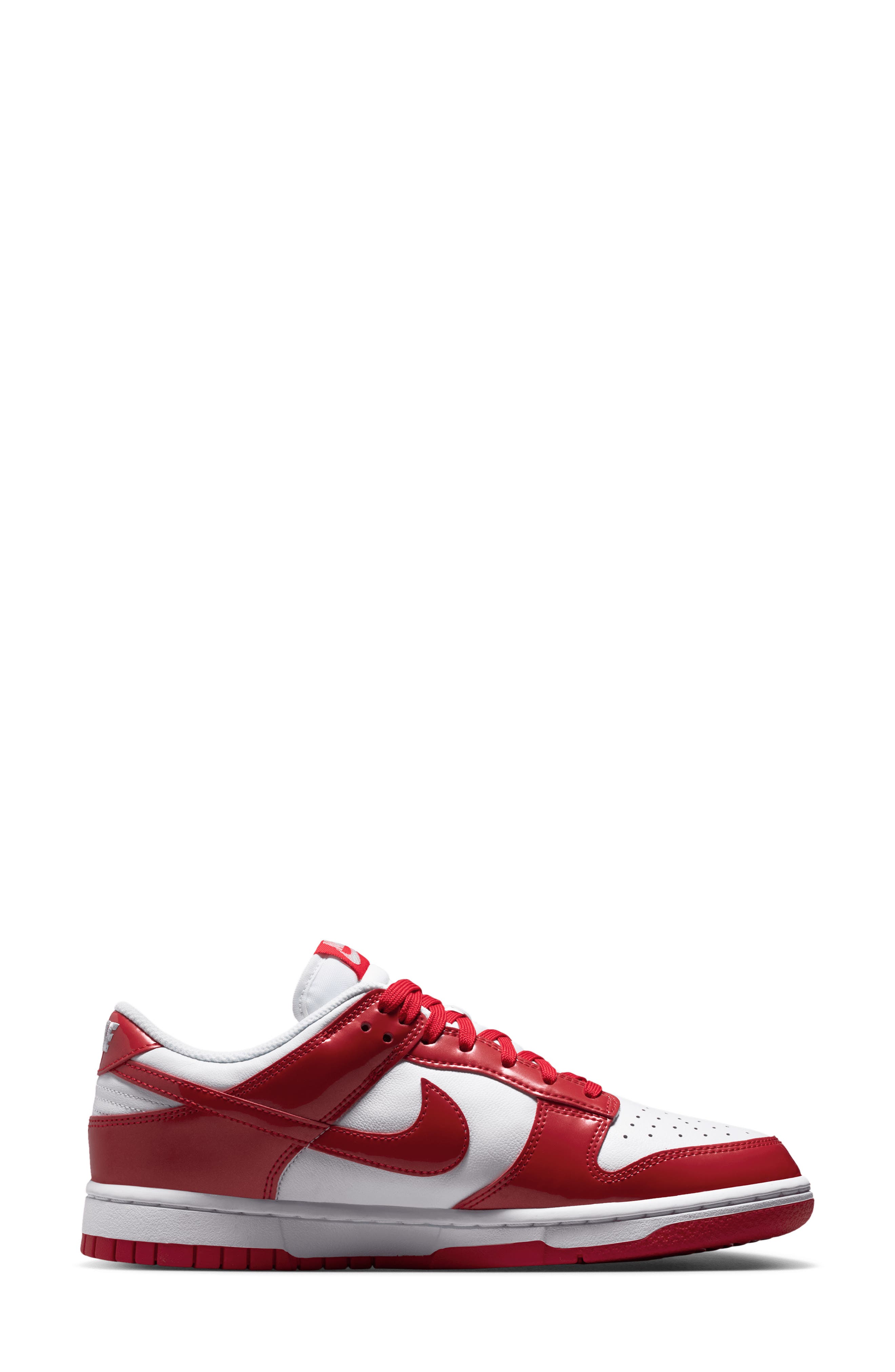 Dunk Low SE Basketball Sneaker, Alternate, color, WHITE/ SILVER/ UNIVERSITY RED